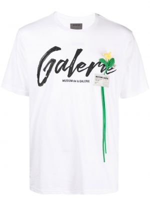 T-shirt med mönster i blommigt med applikationer Musium Div. vit