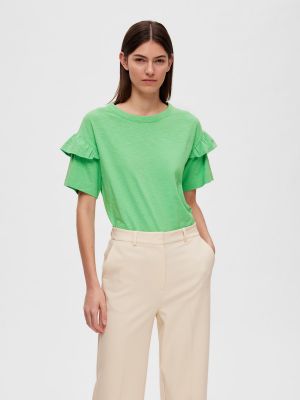 Relaxed fit marškinėliai Selected Femme žalia