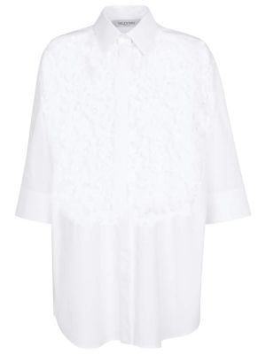 Čipkovaná bavlnená košeľa Valentino biela