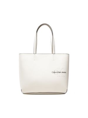 Τσάντα shopper Calvin Klein Jeans λευκό