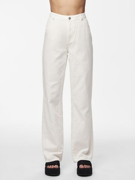 Pantalones rectos de cintura alta Pieces blanco