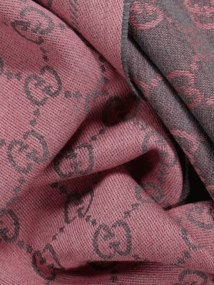 Sciarpa di lana in tessuto jacquard Gucci marrone