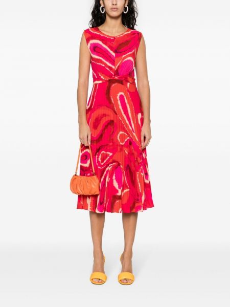 Midi šaty s abstraktním vzorem Nissa červené