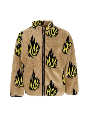 Streetwear fleece jacke mit reißverschluss Huf beige