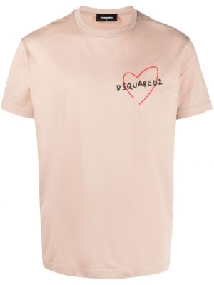 Памучна тениска с принт Dsquared2 розово