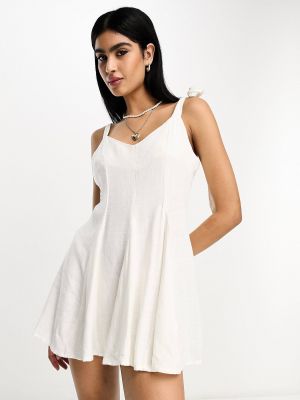 Льняное платье мини свободного кроя Asos белое