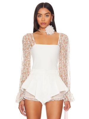 Top manga larga Free People blanco