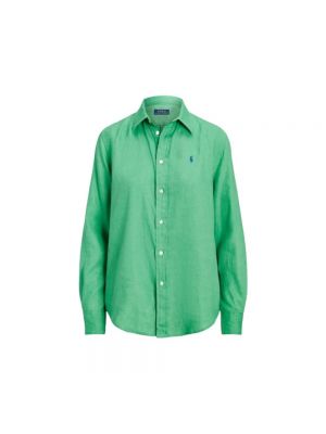 Lniana koszula relaxed fit Polo Ralph Lauren zielona