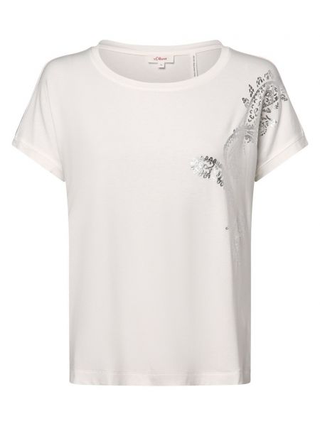 Koszulka z nadrukiem z dżerseju S.oliver biała
