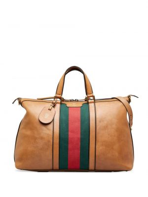 Pruhovaná kožená cestovná taška Gucci Pre-owned