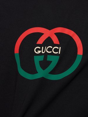 Koszulka bawełniana z dżerseju Gucci czarna