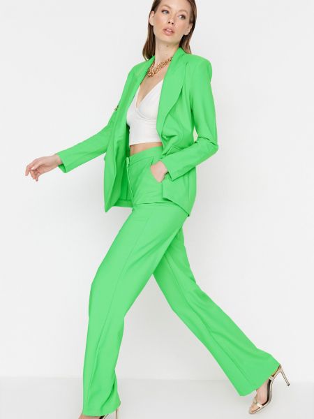 Spodnie plecione Trendyol zielone