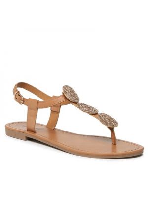 Sandale din piele din piele ecologică Jenny Fairy maro
