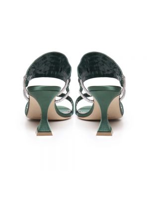 Sandalias de raso de cristal Manolo Blahnik verde