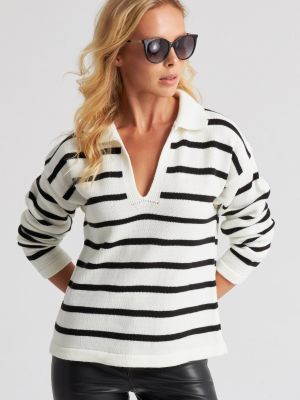 Pruhovaný sveter Cool & Sexy biela