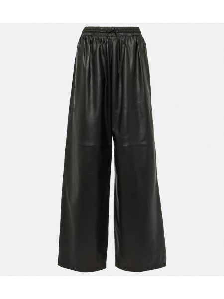 Kožené kalhoty relaxed fit Wardrobe.nyc černé