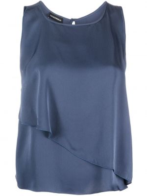 Asymmetrisk ermeløs bluse Emporio Armani blå