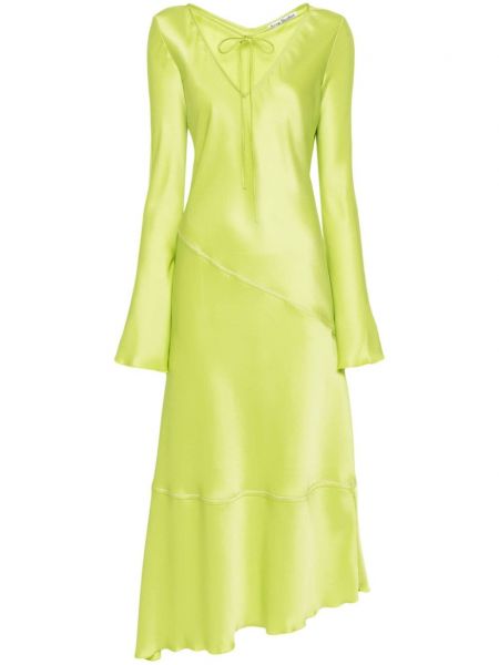 Σατέν μίντι φόρεμα Acne Studios πράσινο