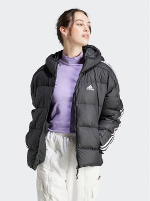 Prugasta pernata jakna Adidas crna