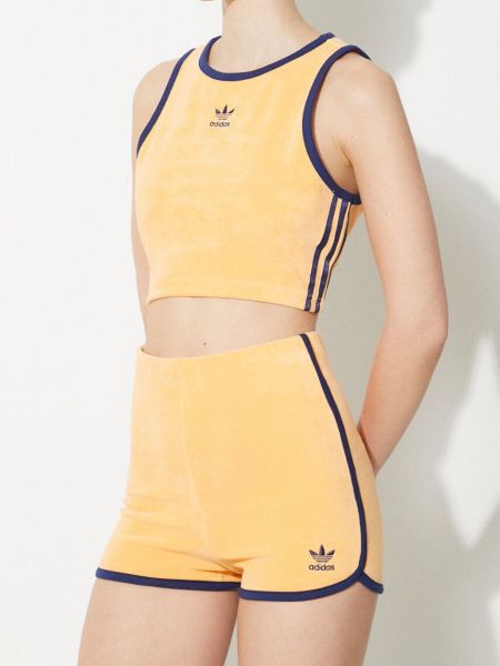 Szorty z wysoką talią Adidas Originals pomarańczowe