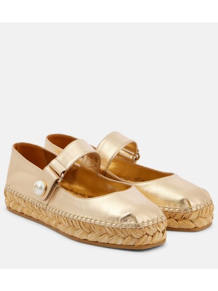 Läder espadrillos Jimmy Choo guld