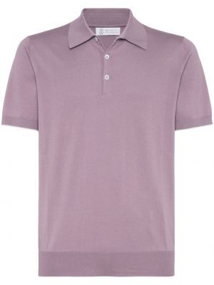 Medvilninis polo marškinėliai Brunello Cucinelli violetinė