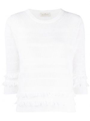 Sweter z frędzli Bruno Manetti biały