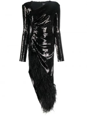 Midi šaty s flitry s výstřihem do v David Koma černé