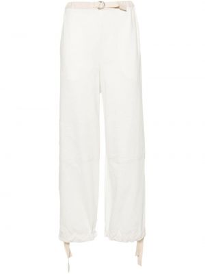 Памучни прав панталон Jil Sander бяло