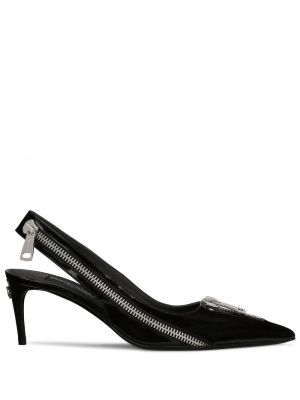Полуотворени обувки с цип Dolce & Gabbana черно