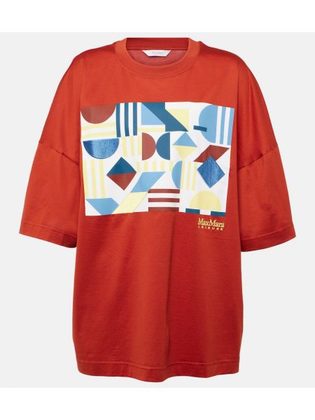 Jersey t-shirt aus baumwoll mit print Max Mara rot