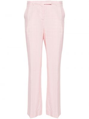 Kostkované rovné kalhoty Semicouture růžové