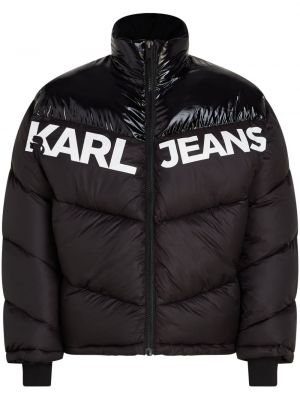 Džínsová bunda s potlačou Karl Lagerfeld Jeans čierna