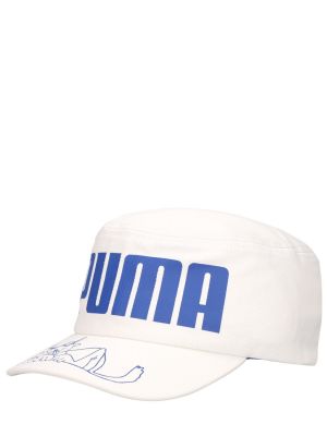 Памучна шапка с козирки с принт Puma бяло