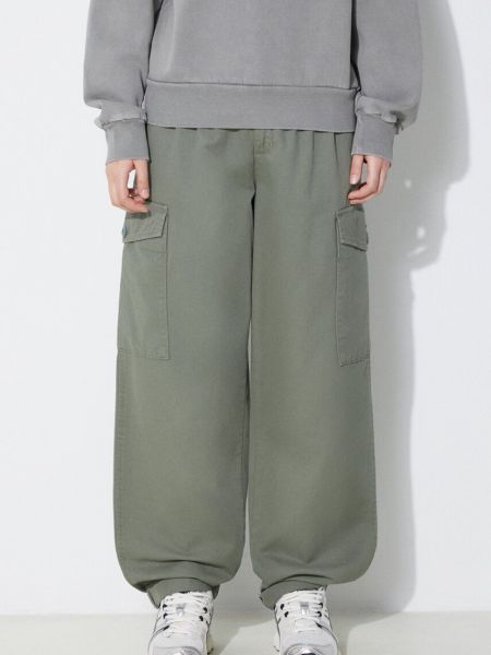 Bavlněné kalhoty s vysokým pasem Carhartt Wip zelené