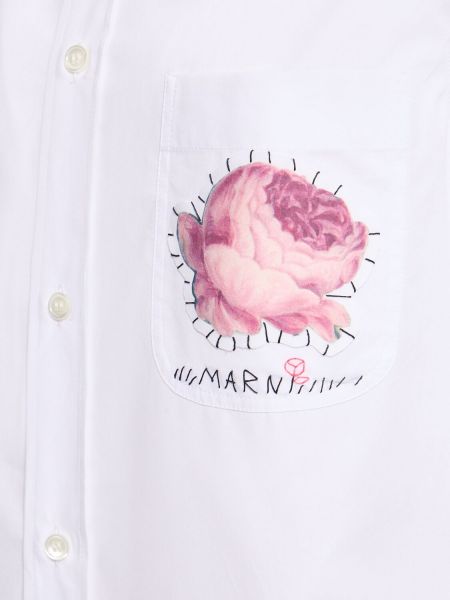 Bombažna srajca z vezenjem Marni bela