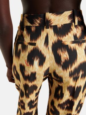 Pantaloni cu picior drept cu talie înaltă cu imagine cu model leopard The Attico maro
