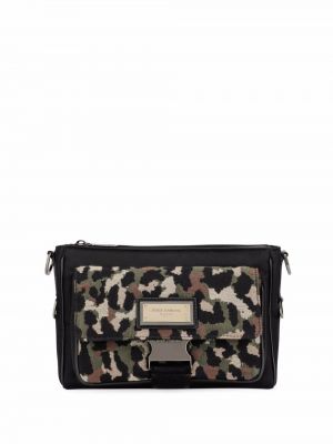 Жакардови чанта през рамо с леопардов принт Dolce & Gabbana черно