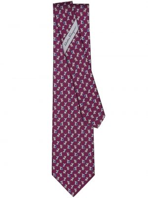Копринена вратовръзка с принт Ferragamo виолетово