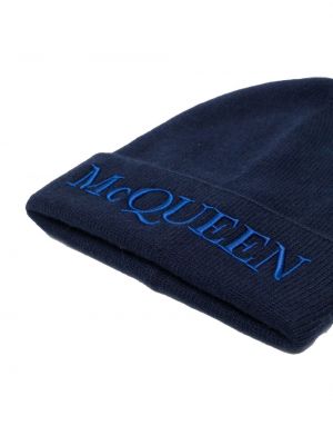Kašmyro siuvinėtas kepurė Alexander Mcqueen mėlyna