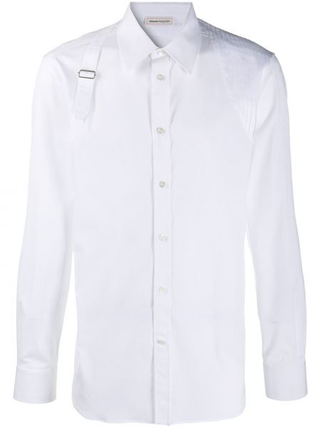 Βαμβακερό πουκάμισο με αγκράφα Alexander Mcqueen λευκό