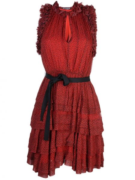 Платье с оборками в цветочный принт Jason Wu, красное