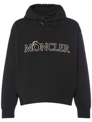 Βαμβακερός φούτερ με κουκούλα Moncler μαύρο