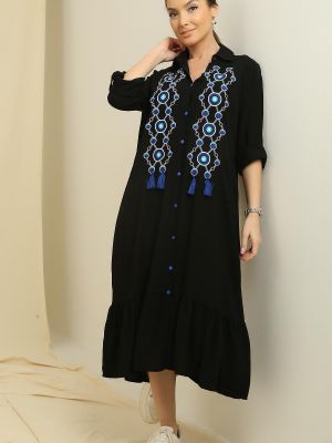Μάξι φόρεμα με κέντημα με κουμπιά από βισκόζη By Saygı