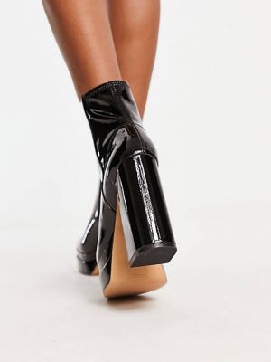 Черные лакированные ботинки на платформе с квадратным носком ALDO Mabel