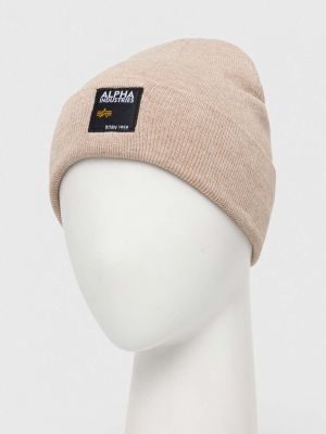 Dzianinowa czapka Alpha Industries beżowa