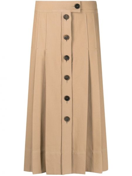 Plisované sukně s knoflíky Salvatore Ferragamo béžové