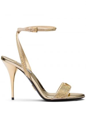 Satīna sandales ar kristāliem Prada zelts