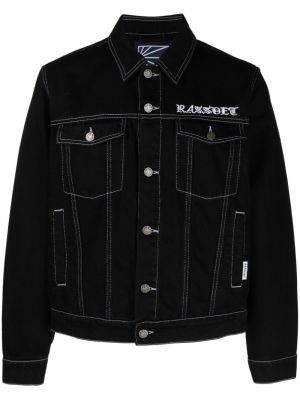 Kokvilnas džinsa jaka ar izšuvumiem Paccbet melns