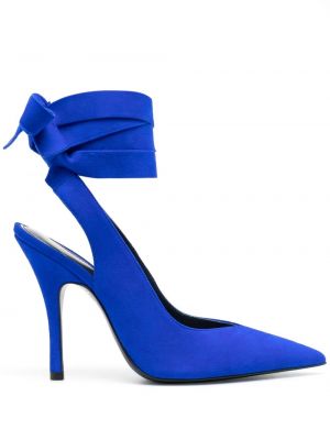 Кожени полуотворени обувки с отворена пета The Attico синьо